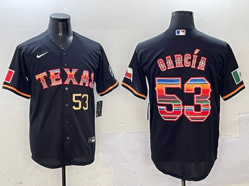 Men Texas Rangers #53 Garcia Black Mexico 2025 Nike MLB Jersey style 3